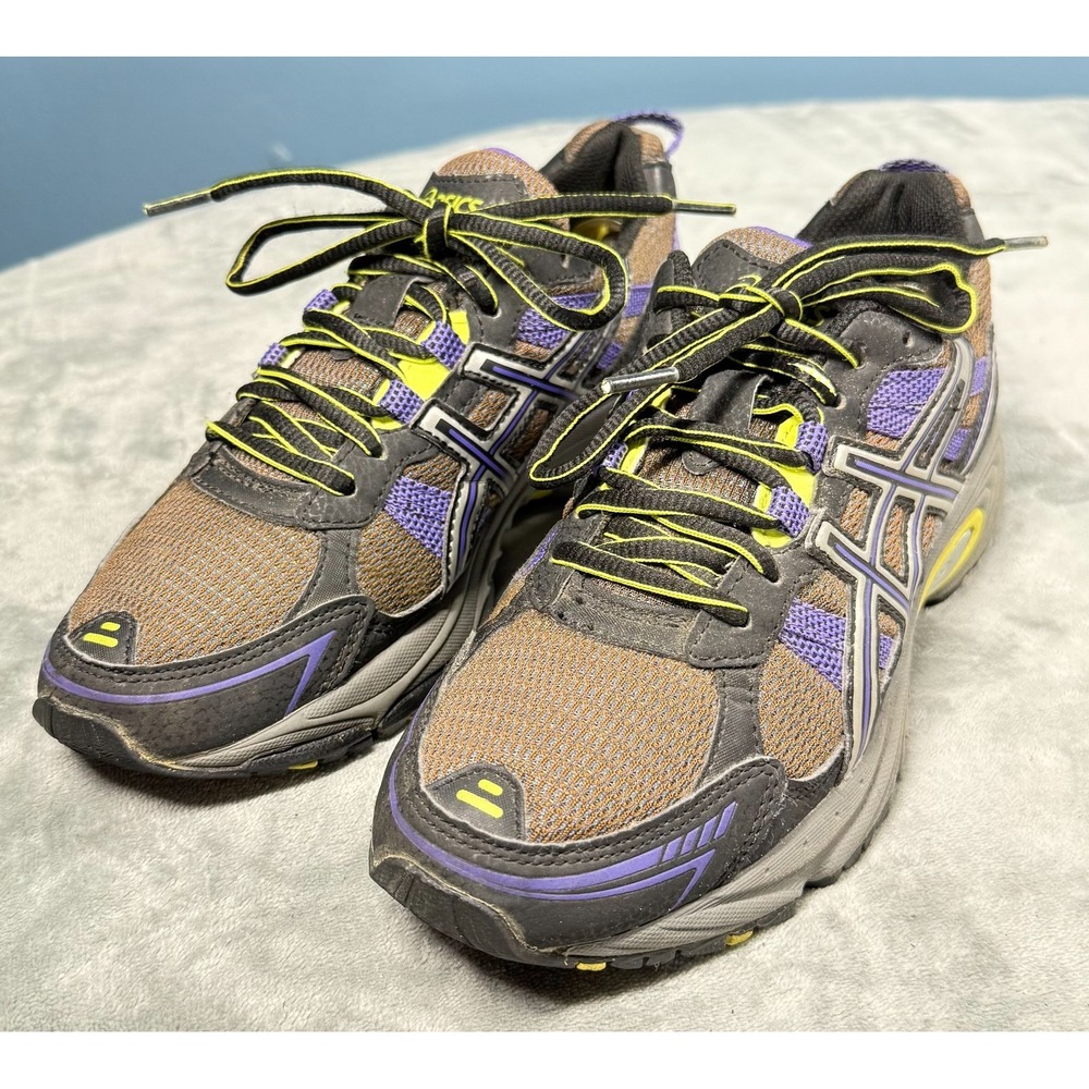 Asics Gel Venture Shoes Womens 8.5 Brown Purple Yellow Trail Running